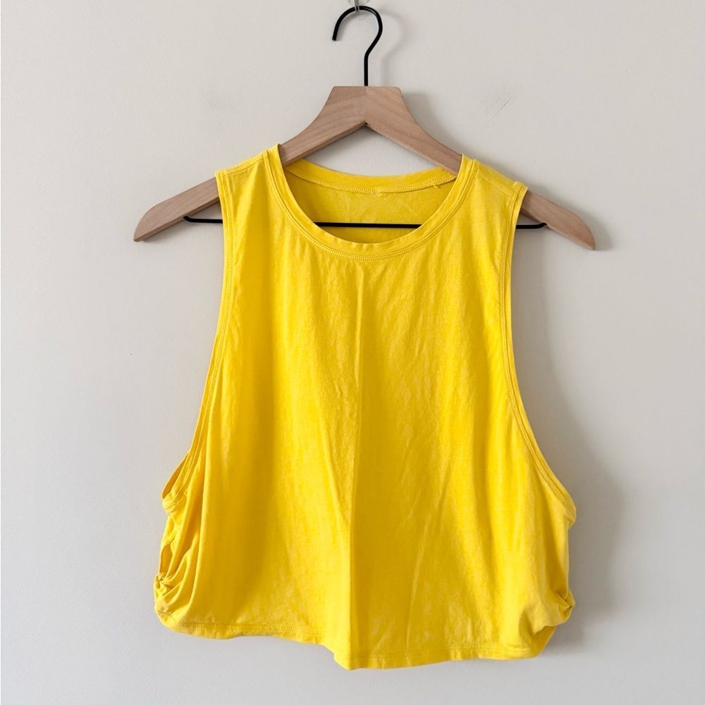 CRZ Yoga Athletic Tank with Side Knot Detail in Yellow Size S - Picture 2 of 5